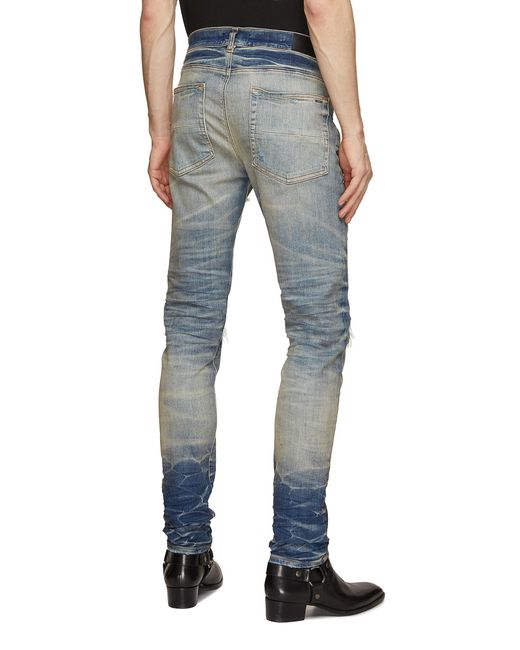 Amiri Blue Mx1 Crystal Insert Skinny Jeans for men