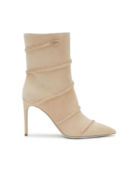 Rene Caovilla 'cleo' Strass Embellished Suede Heeled Boots in White for Men | Lyst