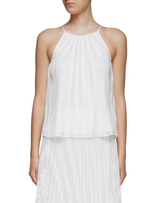 Theory Lace Pleated Detail Halter Neck Top in White Lyst