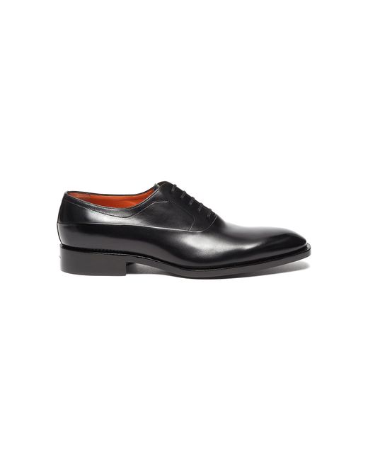 Santoni Black Leather Oxford Shoes Men Shoes Lace Ups Oxfords Leather Oxford Shoes for men