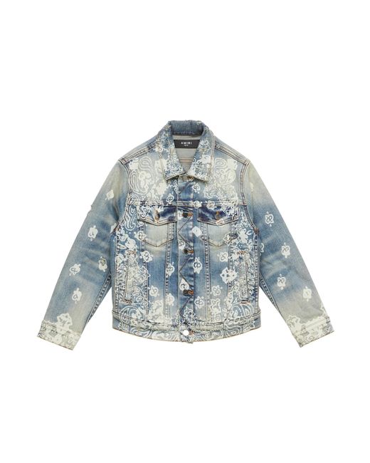 Amiri Bleached Paisley Washed Denim Trucker Jacket in Blue for Men | Lyst