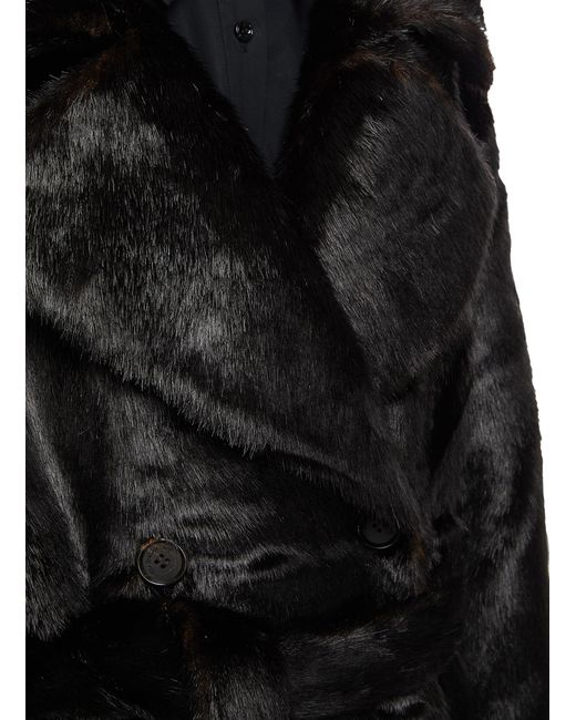 Joan Long Faux Fur Coat - Black