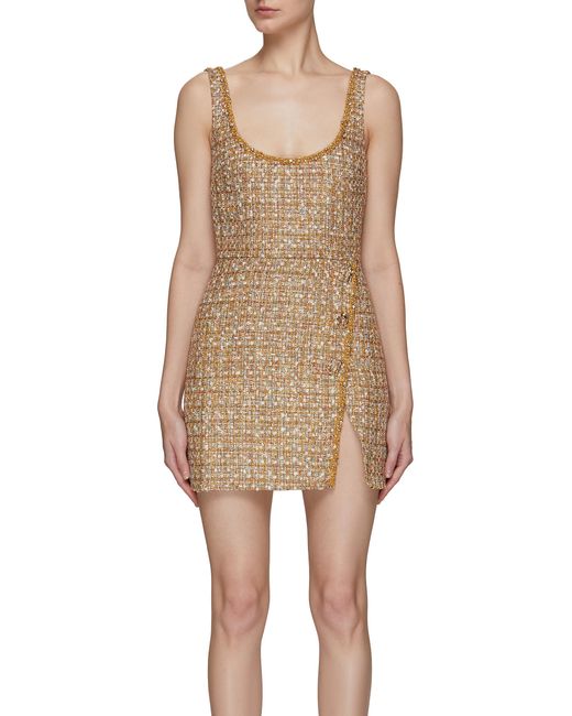SelfPortrait Synthetic Goldtoned Tinsel Boucle Mini Dress in Metallic
