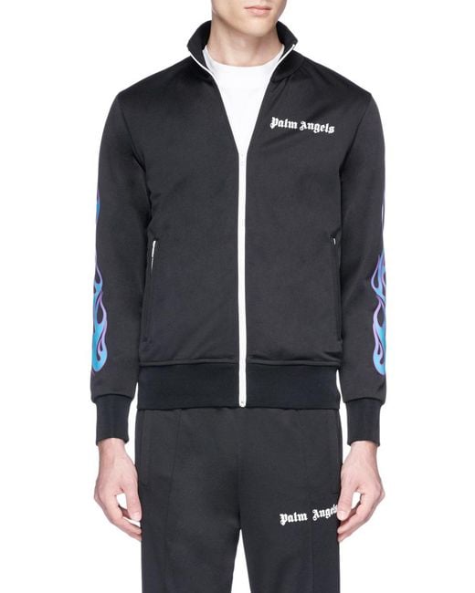 Palm Angels Flame Print Track Jacket in Blue for Men Lyst