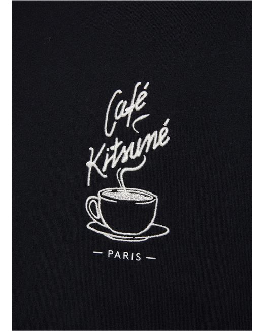 Maison Kitsuné Black Café Kitsuné Coffee Cup Crewneck Cotton Sweatshirt for men