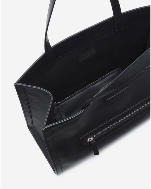 Lanvin Black Tenor Leather Tote Bag for men