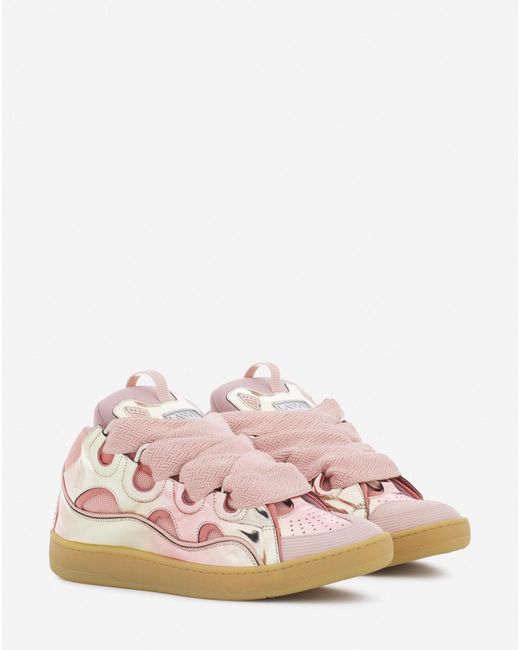 Lanvin Pink Curb Sneakers In Metallic Leather for men