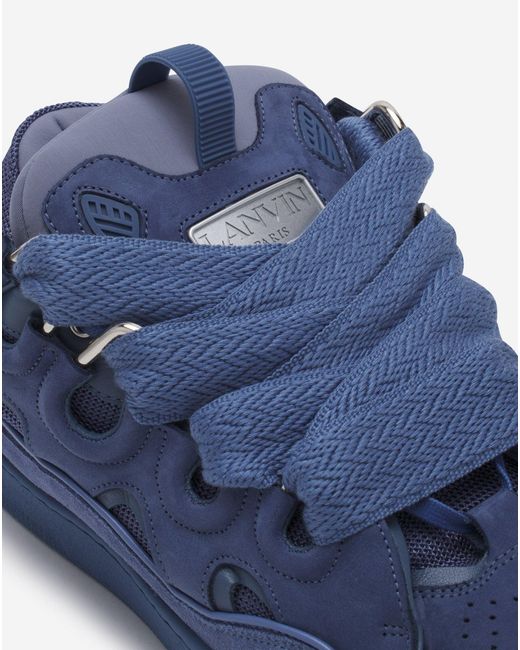 Lanvin Blue Leather Curb Sneakers for men