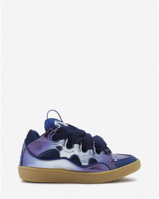 Lanvin Blue Curb Sneakers In Metallic Leather