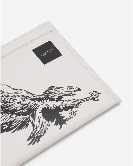 Lanvin White X Future Leather Clutch With Eagle Print for men