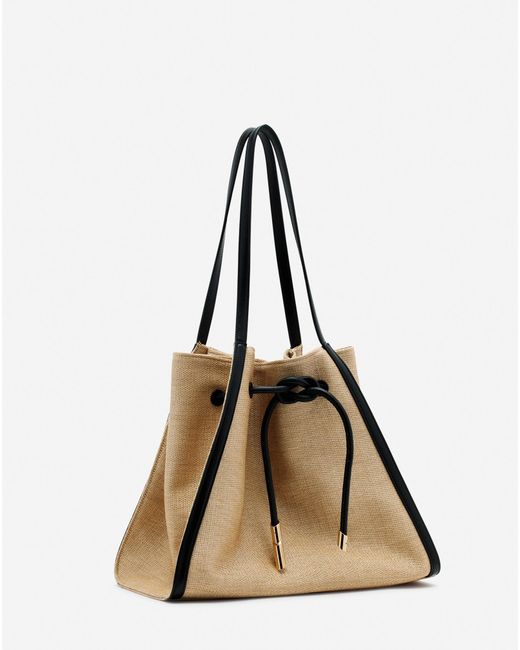 Lanvin Natural Séquence Bag In Leather And Raffia