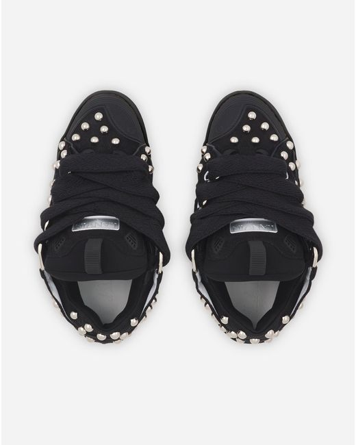 Lanvin Black Studded Leather Curb Sneakers