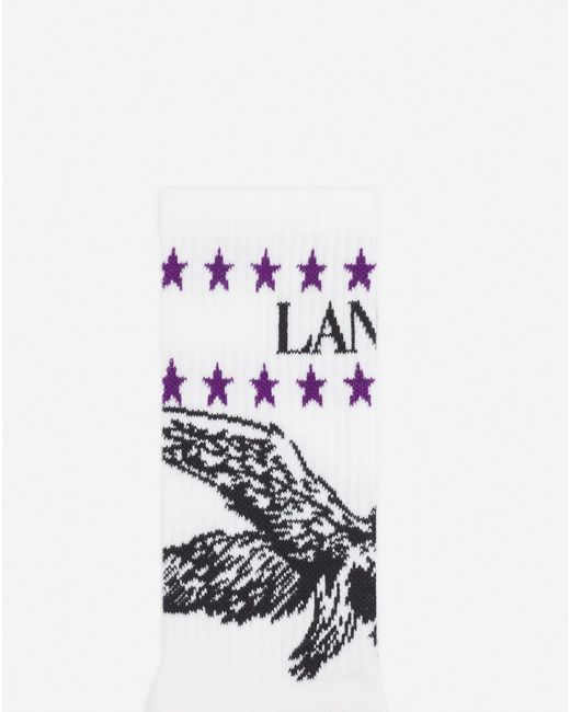 Lanvin White X Future Logo And Cotton Eagle Socks for men
