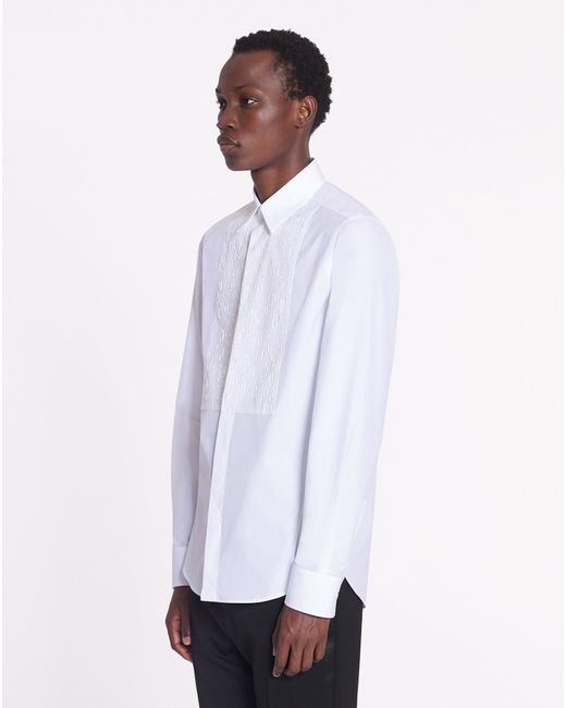 Lanvin Fitted Shirt With An Embroidered Bib Front in White for Men | Lyst