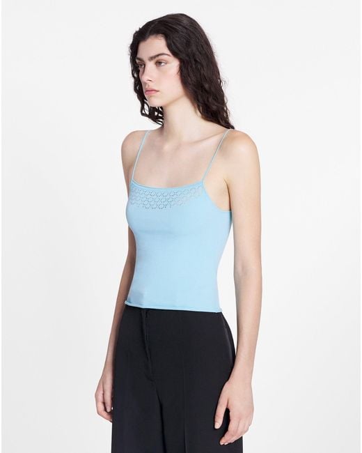 Lanvin Blue Tank Top With Lace Detail