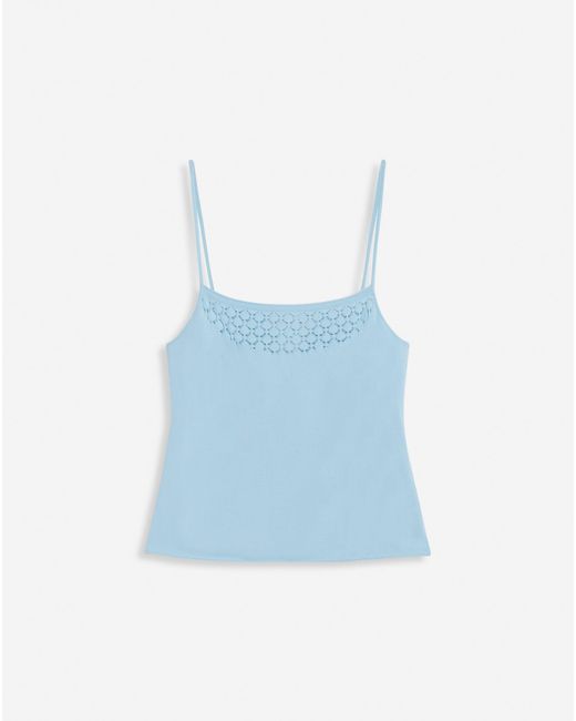 Lanvin Blue Tank Top With Lace Detail