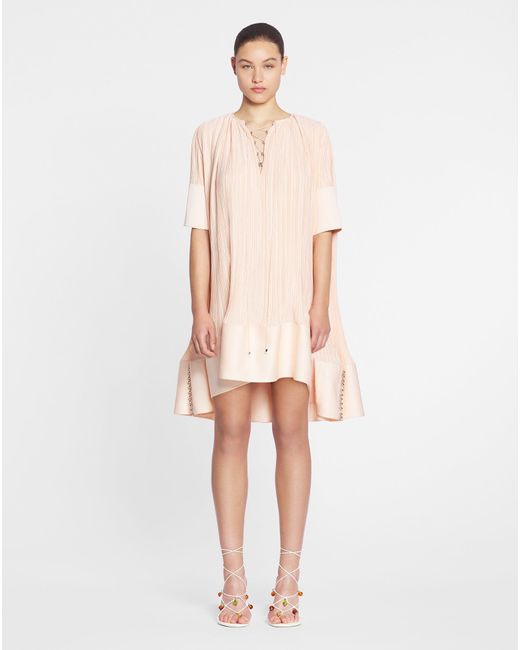Lanvin Pink Cascade-effect Short Dress