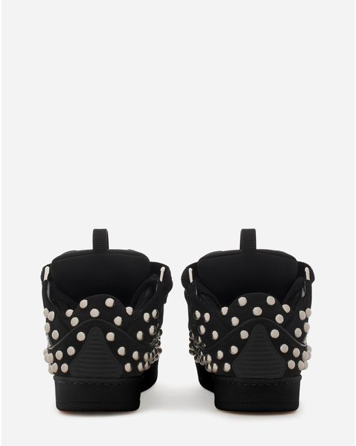 Lanvin Black Studded Leather Curb Sneakers