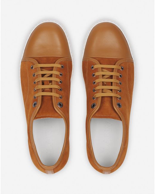 Lanvin Brown Dbb1 Leather And Suede Sneakers for men