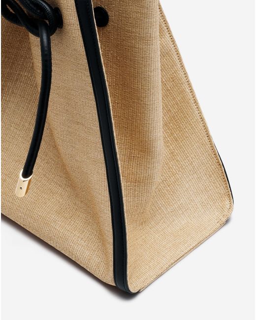 Lanvin Natural Séquence Bag In Leather And Raffia