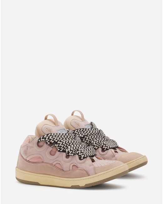 Lanvin Pink Leather Curb Sneakers for men