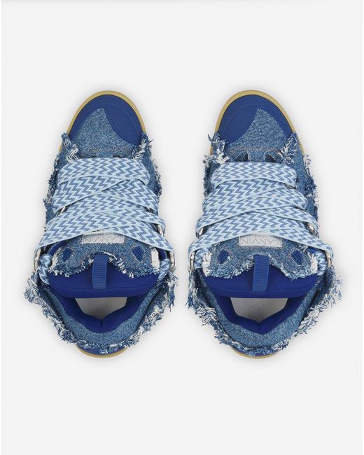 Lanvin Blue Curb Sneakers In Denim for men