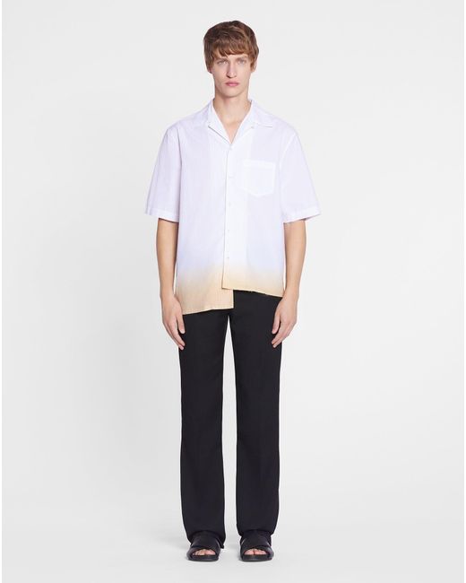 Lanvin White Asymmetrical Shirt With A Gradient Effect for men