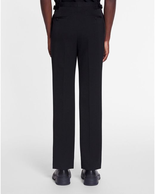 Lanvin Blue Fitted Tailored Pants With Satin Bands for men