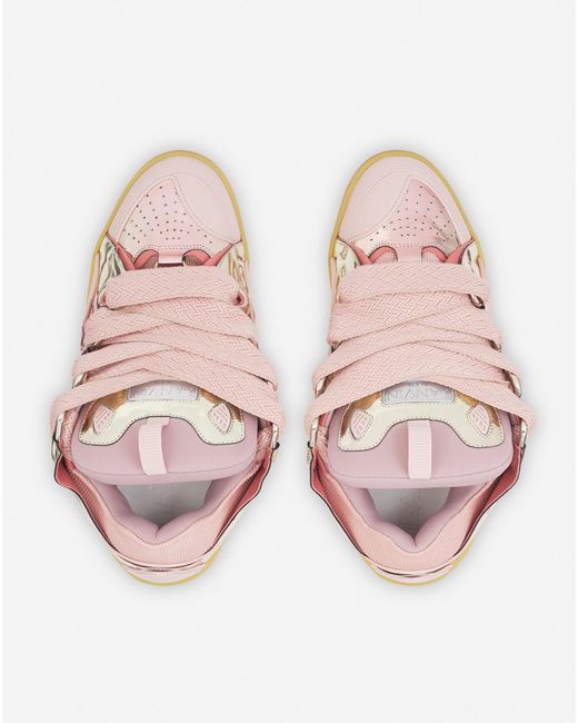 Lanvin Pink Curb Sneakers In Metallic Leather for men