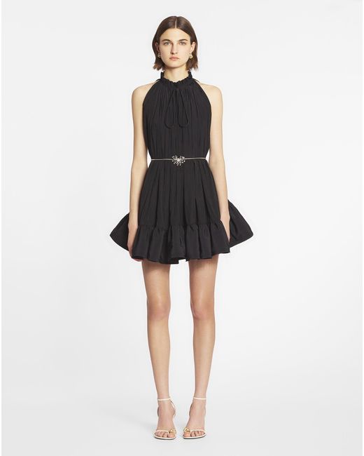 Lanvin Black Short Dress With Ruffles