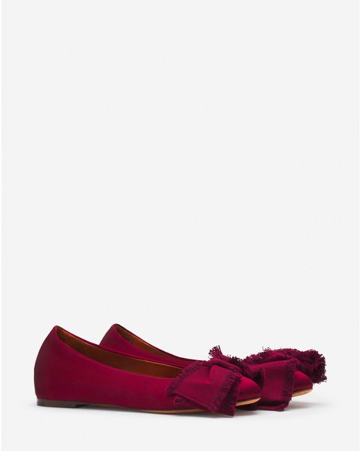 Lanvin Red Ballerina Flat With A Satin Bow