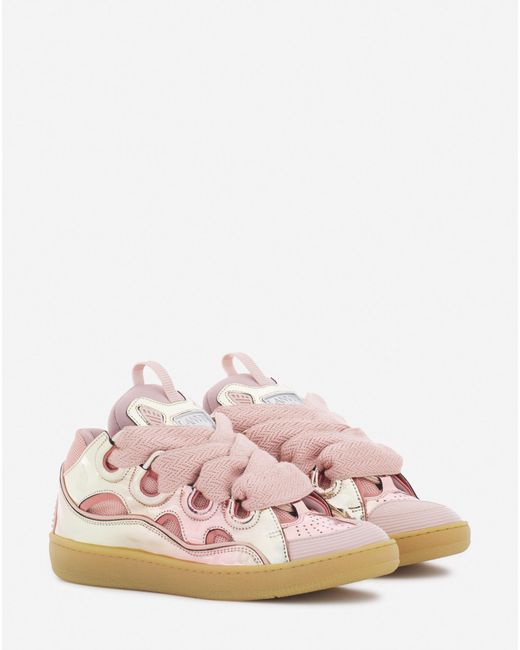 Lanvin Pink Curb Sneakers In Metallic Leather