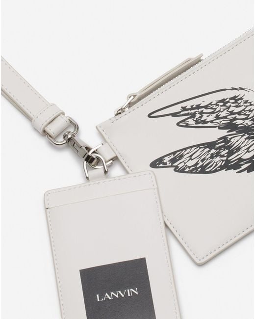 Lanvin White X Future Leather Double Clutch With Eagle Print for men
