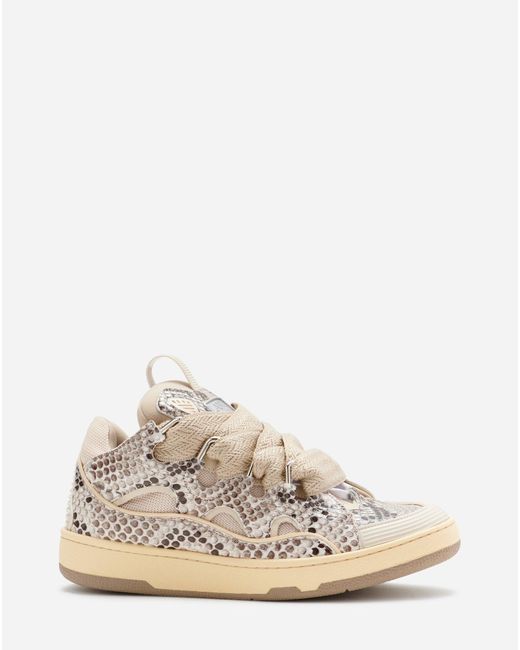 Lanvin Natural Python Print Leather Curb Sneakers