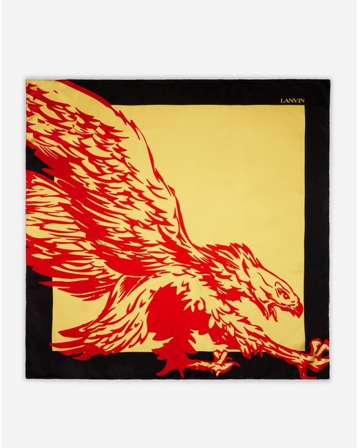 Lanvin Orange X Future Printed Silk Eagle Scarf for men
