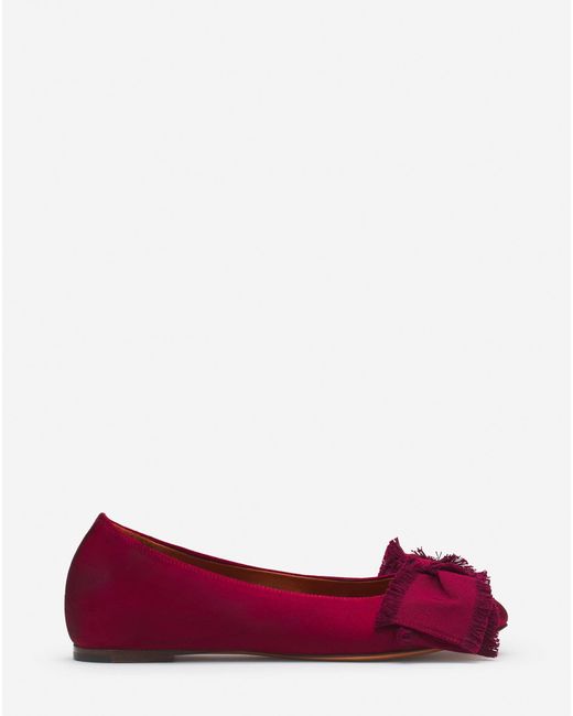 Lanvin Red Ballerina Flat With A Satin Bow