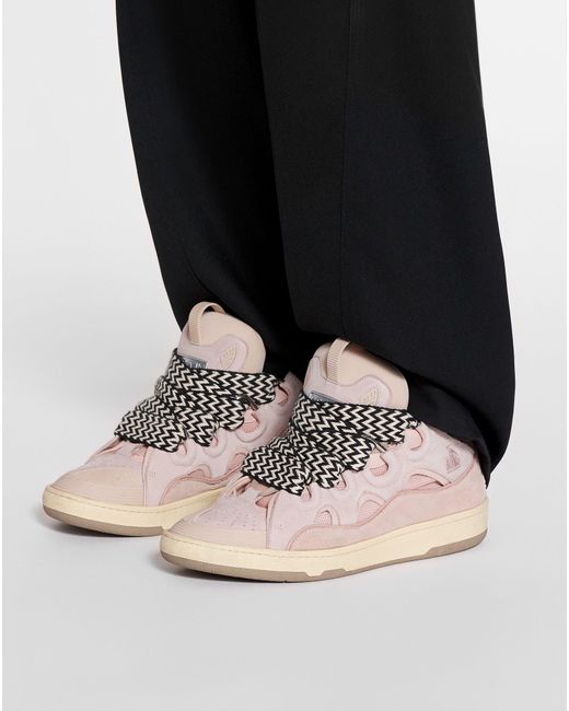 Lanvin Pink Leather Curb Sneakers for men