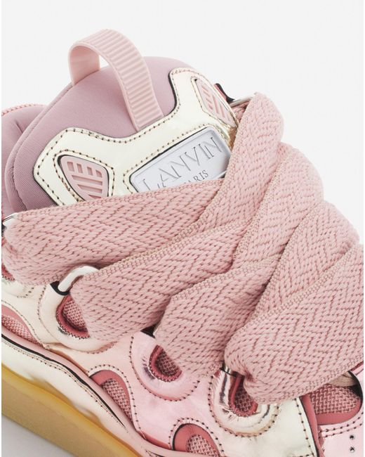 Lanvin Pink Curb Sneakers In Metallic Leather