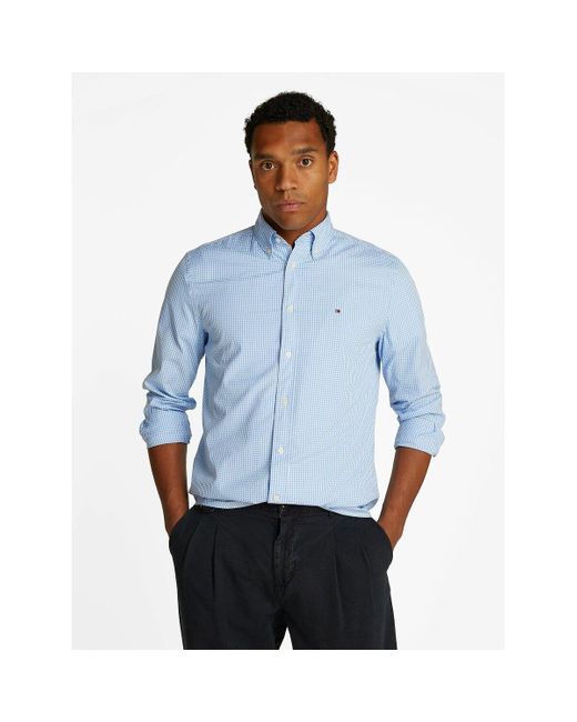 Camisa recta de popelina Tommy Hilfiger de hombre de color Blue