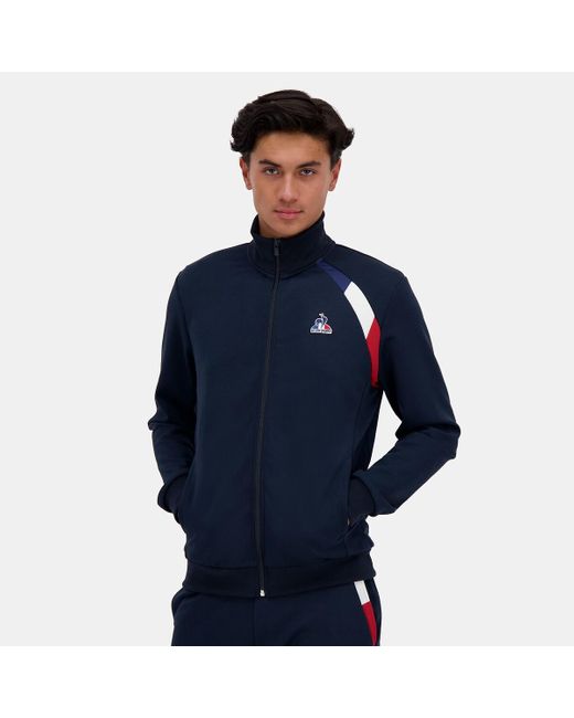 Sudadera con cremallera y cuello alto tricolor Le Coq Sportif de hombre de color Blue
