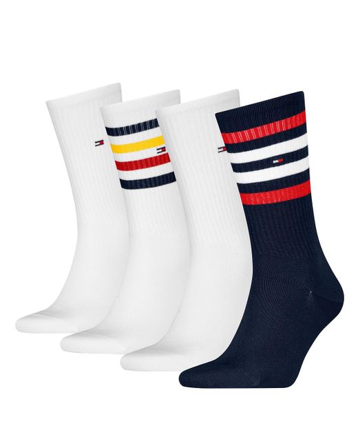 Lote de 4 pares de calcetines altos Tommy Hilfiger de hombre de color Blue