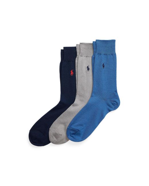 Lote de 3 pares de calcetines de hilo de Escocia Polo Ralph Lauren de hombre de color Blue