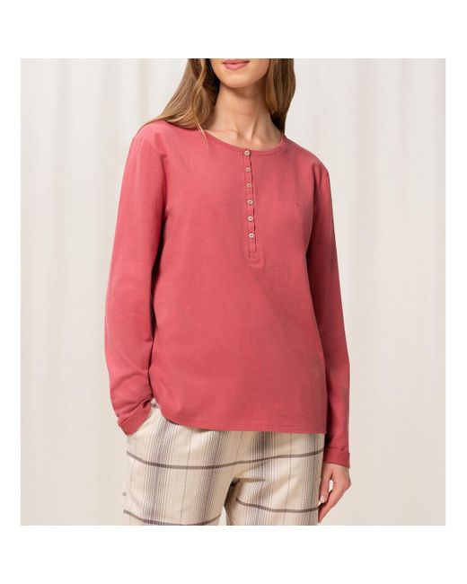 Camiseta de pijama de algodón orgánico Mix & Match Triumph de color Red