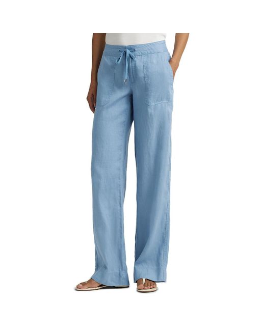 Pantalón ancho con cintura elástica JOVONIE Lauren by Ralph Lauren de color Blue