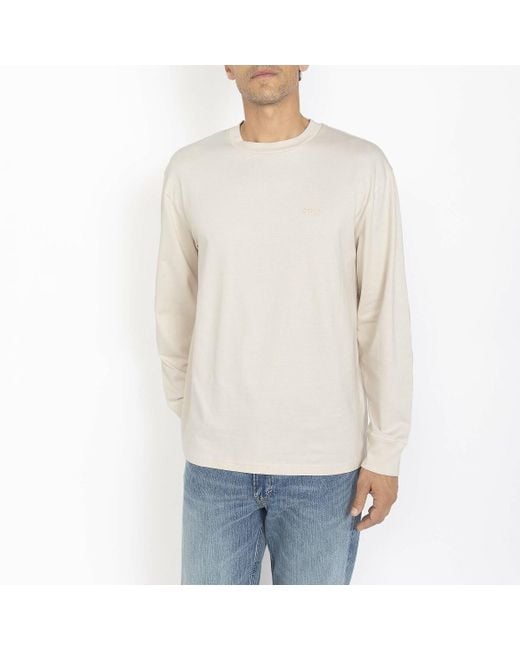 Camiseta tupida manga larga Schott Nyc de hombre de color White