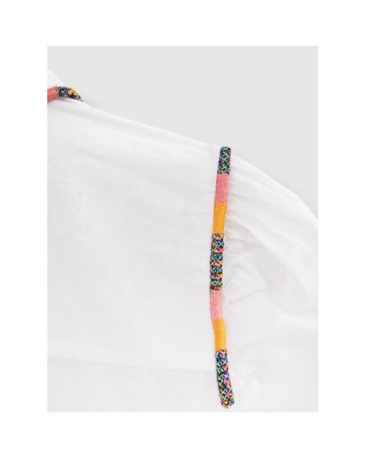 Blusa bordada de manga larga con encaje IKKS de color White