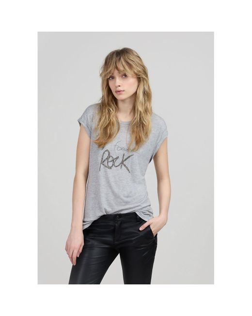 Camiseta de manga corta con cuello de pico IKKS de color Gray