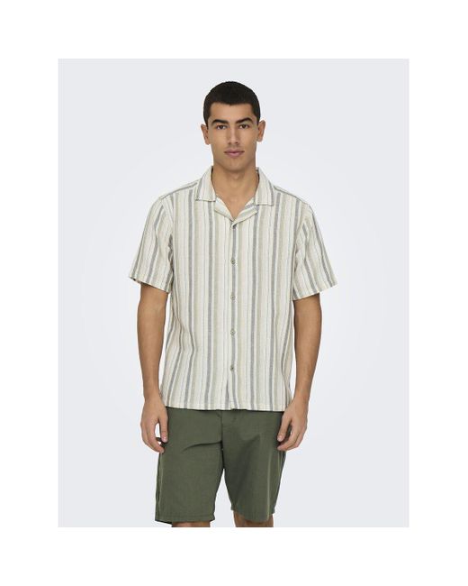 Camisa a rayas Only & Sons de hombre de color Green
