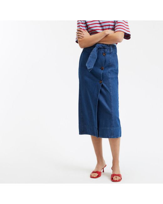Falda midi vaquera LA REDOUTE de color Blue