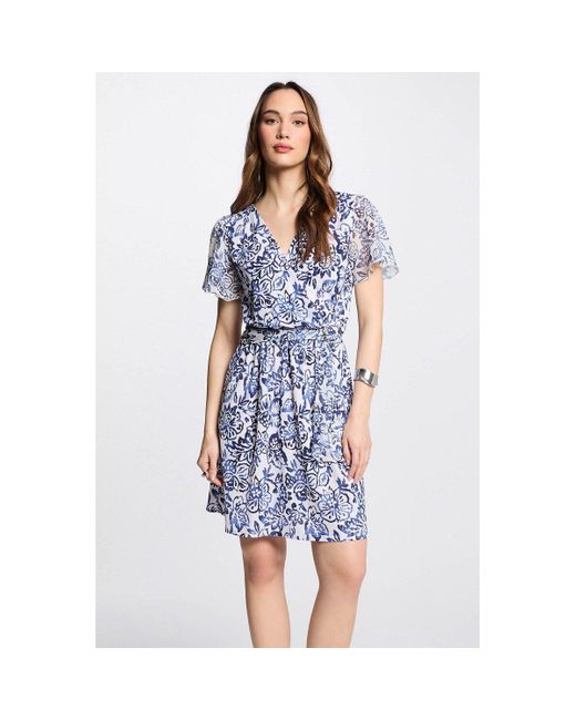 Vestido corto recto estampado Morgan de color Blue
